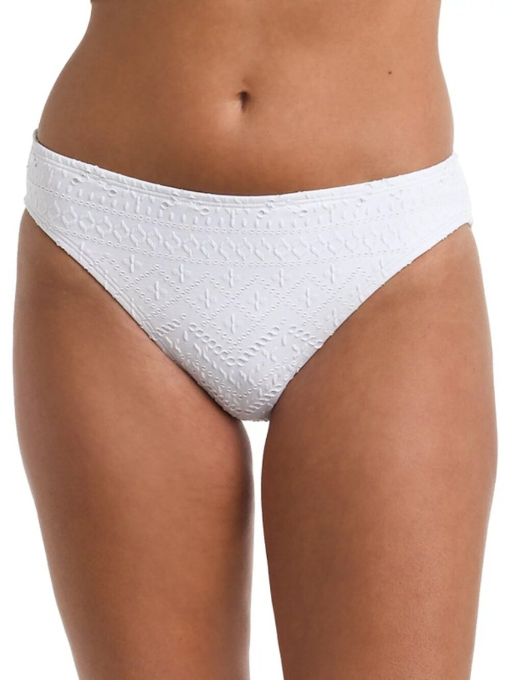 La Blanca Women's Size 12 White Textured Hipster Bikini Bottoms NWT
